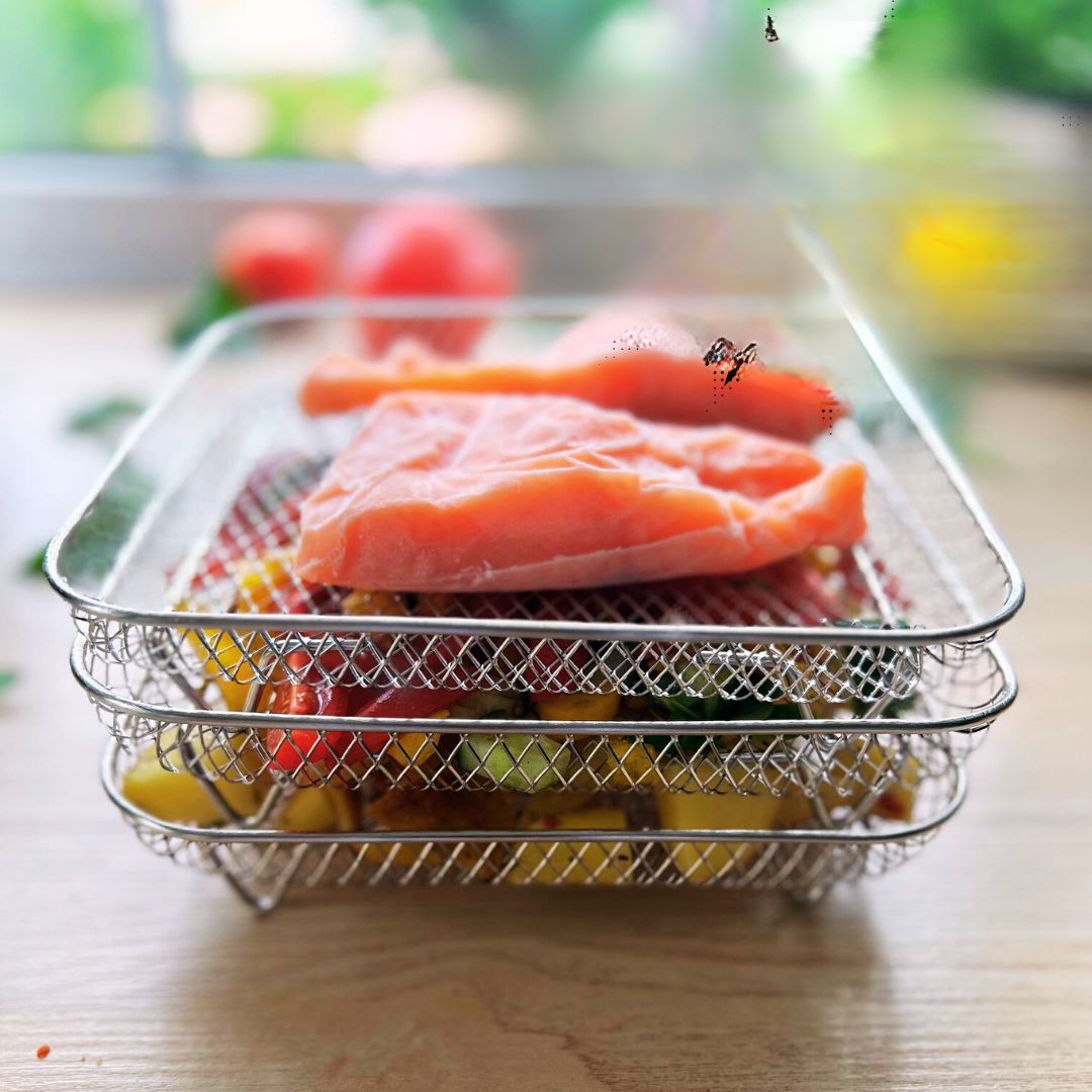 Coșuri stivuite pentru gătire uniformă la aer (x3) 