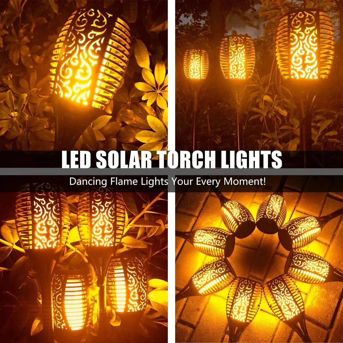 LED solcellelampe – Realistisk flamme uten ild 