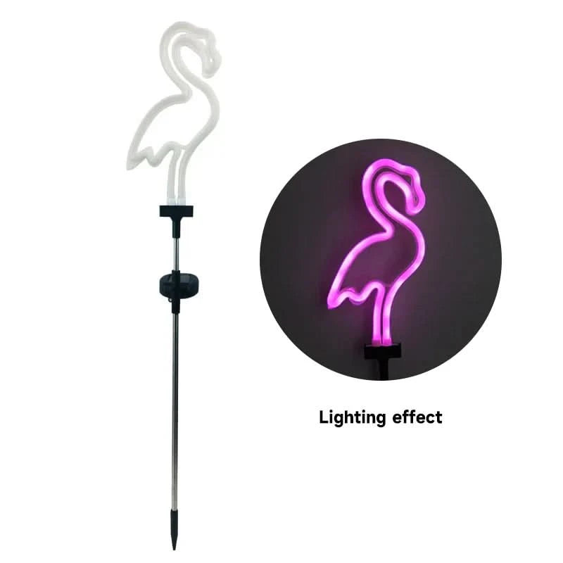 Flamingo Rosa solarlampa – Magisk trädgård på natten 